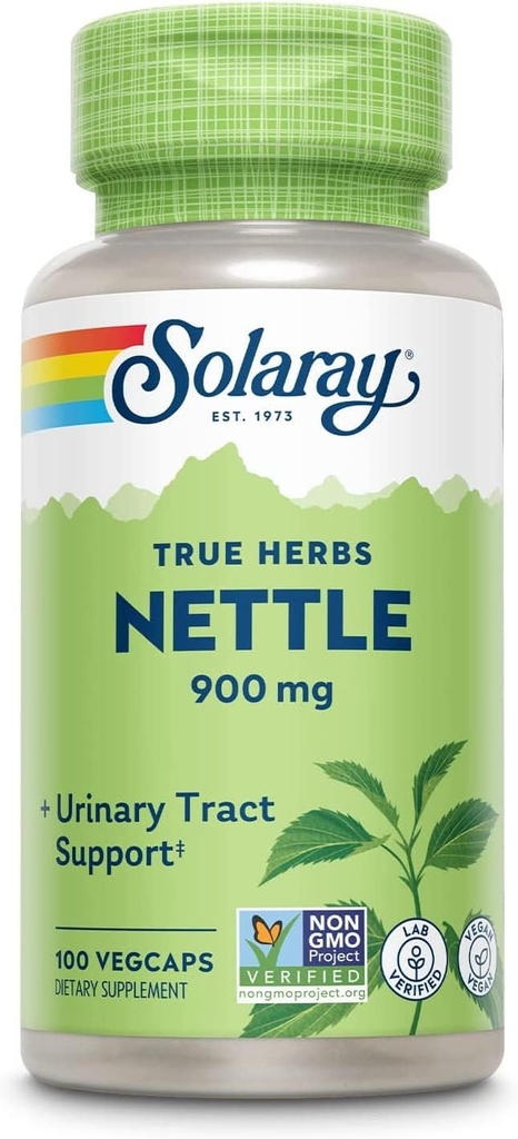 Solaray Nettle Leaf 300mg 1 125 mg; Sund Nyre, Urinær & Prostata Support 1 125; Traditionel brug af sund Allergi Response & Respiratory Wellness 1 125; 100 Greve 1 125; Pakning med 2