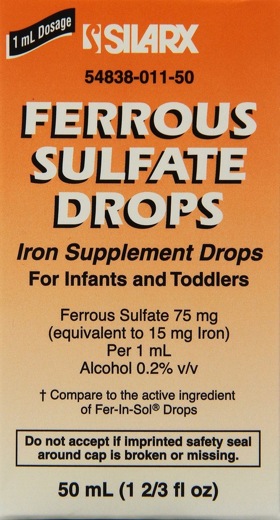 Ferrosulfatjern 15mg / ml Supplement Drops 50ml Flaske - pakning med 3 stk.