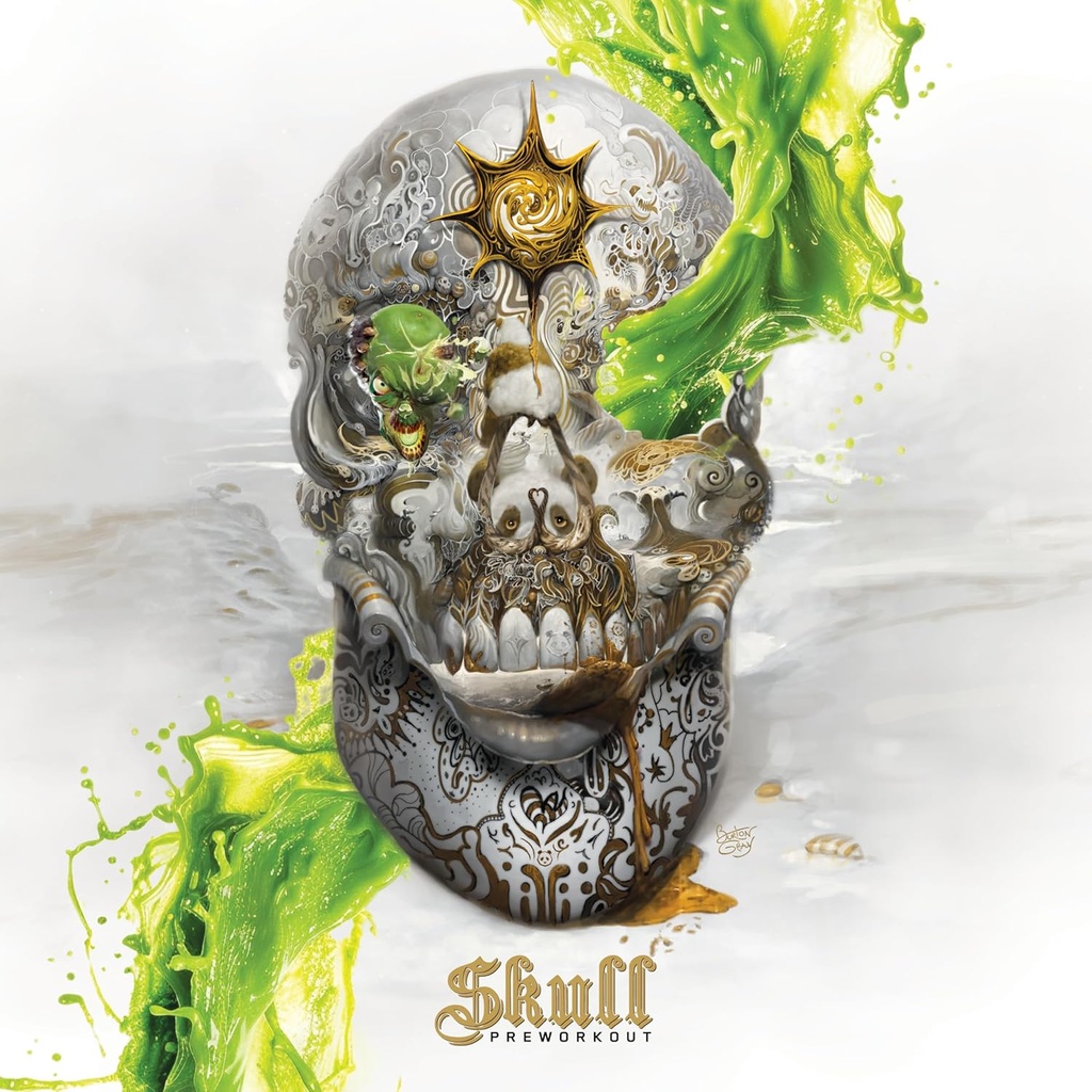 Underground Bio Labs / Panda Supps Skull Nootrop Pre Workout, 3 Koffein Kilder til Tunnel Vision Focus, Massive Pumper, Unparated Energy (40 Scops) (Cranial Smash) (Lemon Lime Refrier)