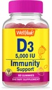 WellYe vitamin D3 5000 IE (125 mcg) Ekstra anstrengende gummier - for ben sundhed, immunbooster, ben og tænder støtte - ikke GMO, gluten fri, nut fri, vegetar -jordbær flavor -60 gummier