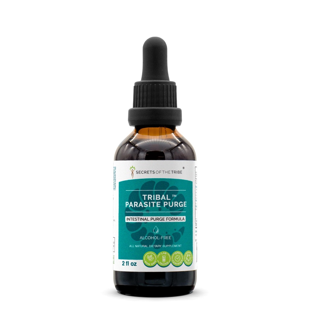 Hemmeligheder af Tribe Tribal Parasite Alkohol- Free Extract, High- Potency Herbal Drops, Tincture Made of Cranberry, Hvidløg, Black Walnut, OSHA, Wormwood, Pumpkin. Intestinal udrensning formel 2 oz