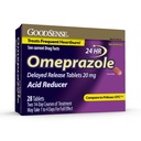 GoodSense Omeprazol Forsinkede tabletter 20 mg, syrereduktion, Treats Hyppig Heartburn, 28 Tæl