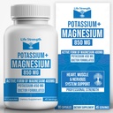 Life Strength Magnesium Kalium Complex Supplement - 90 Kapsler - Høj Absorption Magnesium Support Vaskulære Sundhed & Ben Cramp