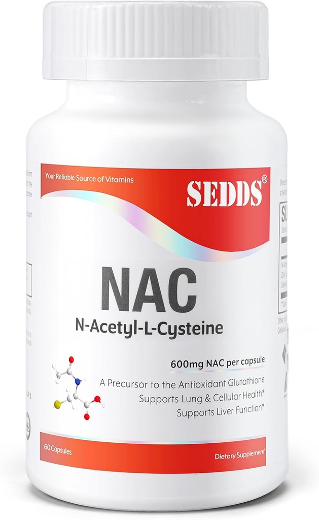 Kosttilskud, N- acetyl cystein (NAC) 600 mg, 60 Veg kapsler - Non-GMO, Gluten Free