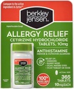 berkley jensen 24 timers allergilindring (365- Count), 10 mg Cetirizine Hydrochloride Antihistamin - Hurtig allergimedicin til indendørs og udendørs allergier, Easy- Swallow tabletter, Sammenlign med Zyrtec