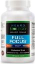 Full Focus ™ 120 Kapsler - Omfattende hjernetillæg for optimal kognition, hjernefokus og hukommelse - Brain Support Supplement til fremme af forbedret mad, afslapning, dopaminbalance og mere
