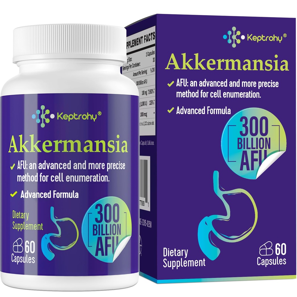300 Millioner AFU Akkermansia Probiotisk for kvinder & mænd, Akkermansia Muciniphila for mere GLP-1 Produktion, fordøjelsesbesvær, Gut & immunforsvar, Gut fordøjelsesfunktion, 60 Greve