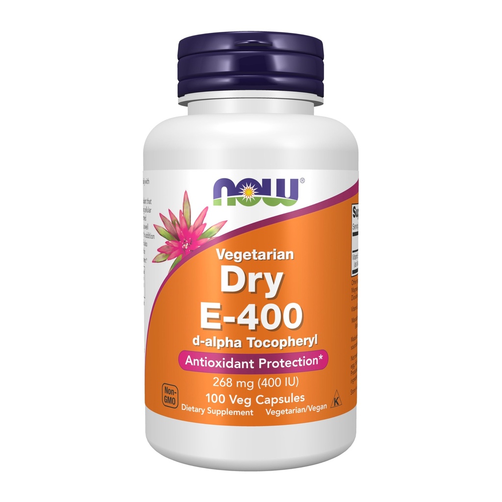 Now Foods Supplements, Vitamin E- 400 IE D- Alpha Tocopheryl, Tør, Antioxidant Protection *, 100 Veg kapsler