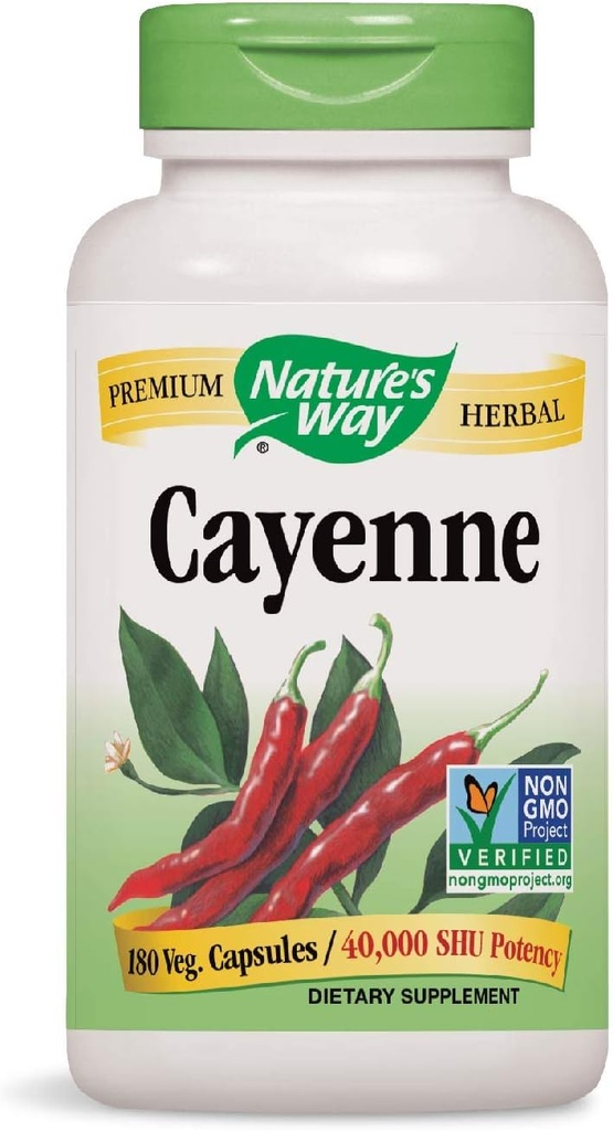 Nature 's Way Cayenne 40.000 SHU Potency, 180 vegetariske kapsler, pakke med 2