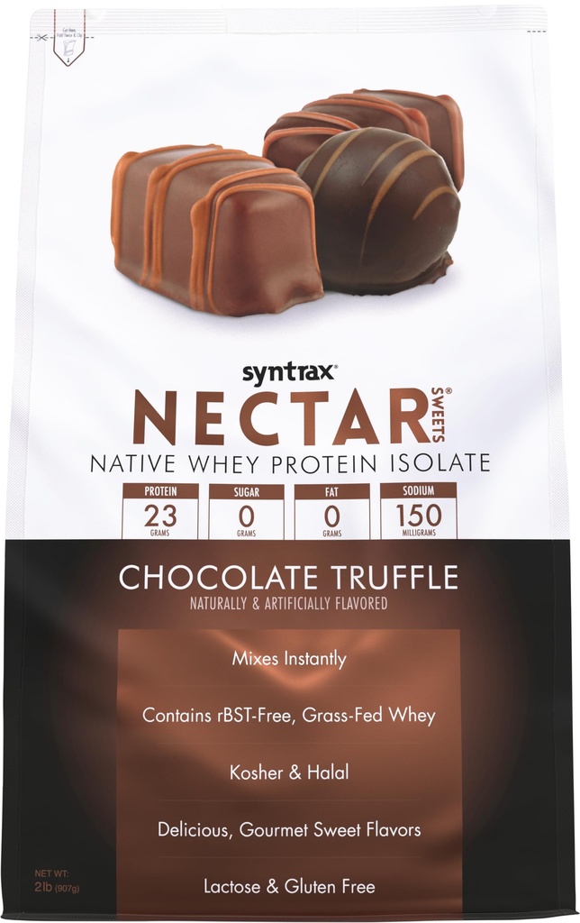 Syntrax Nutrition Nectar Sweets, 100% Whey isolere protein pulver, chokolade trøffel, 2 lbs