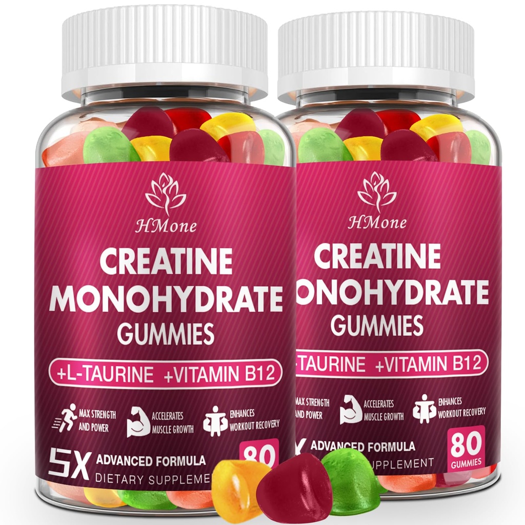 Creatin monohydrat Gummies - 5g for mænd og kvinder, 160 Grev og Creatin Chewable Kosttilskud til muskel Gain, muskel styrke, energi boost, og muskel Builder, sukker fri, Vegan