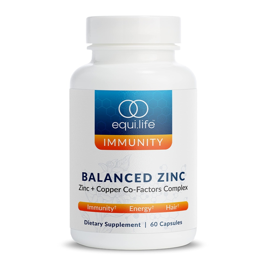 Equilife Balanceret Zink, 15 mg Zink & Kobber Co- Factor Complex tillæg med vitamin C & vitamin B6 til daglig Immunitet og wellness support, Gluten Free, Vegan, Non GMO, 60 kapsler
