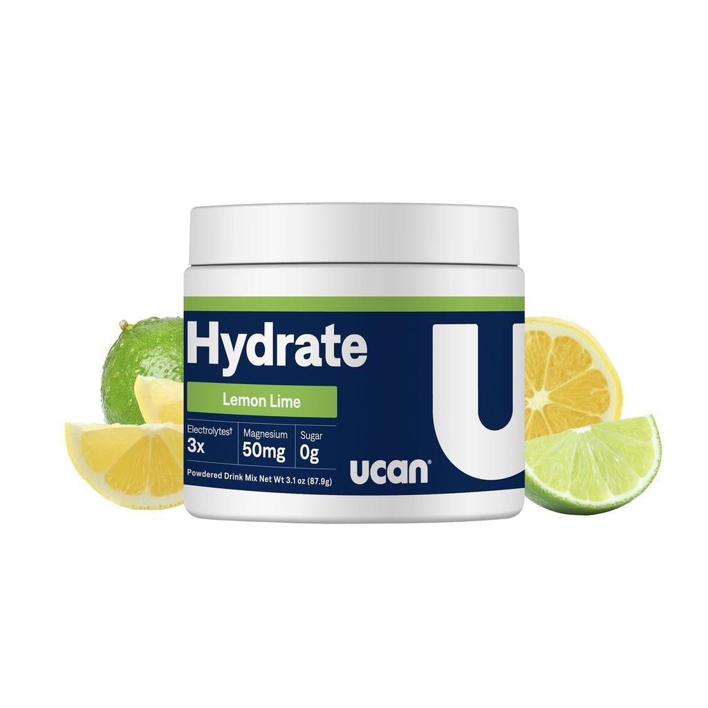 UCAN Hydrate Electrolyte Drink Mix (Lemon- Lime, 30 Servere) Sugar- Free, Keto- Friendly, Vegan, Non- GMO, Gluten- Free Electrolyte Powder med kalium & Magnesium for løbere og atleter