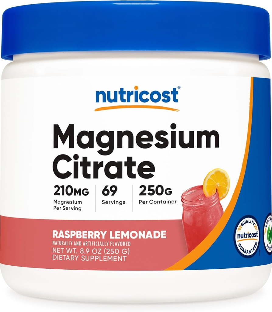Nutricost Magnesium Citrat Pulver (Raspberry Lemonade, 250 Gram)