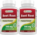 Bedste Naturals Beet Root Powder 500 mg 180 kapsler (180 greve (pakke med 2))