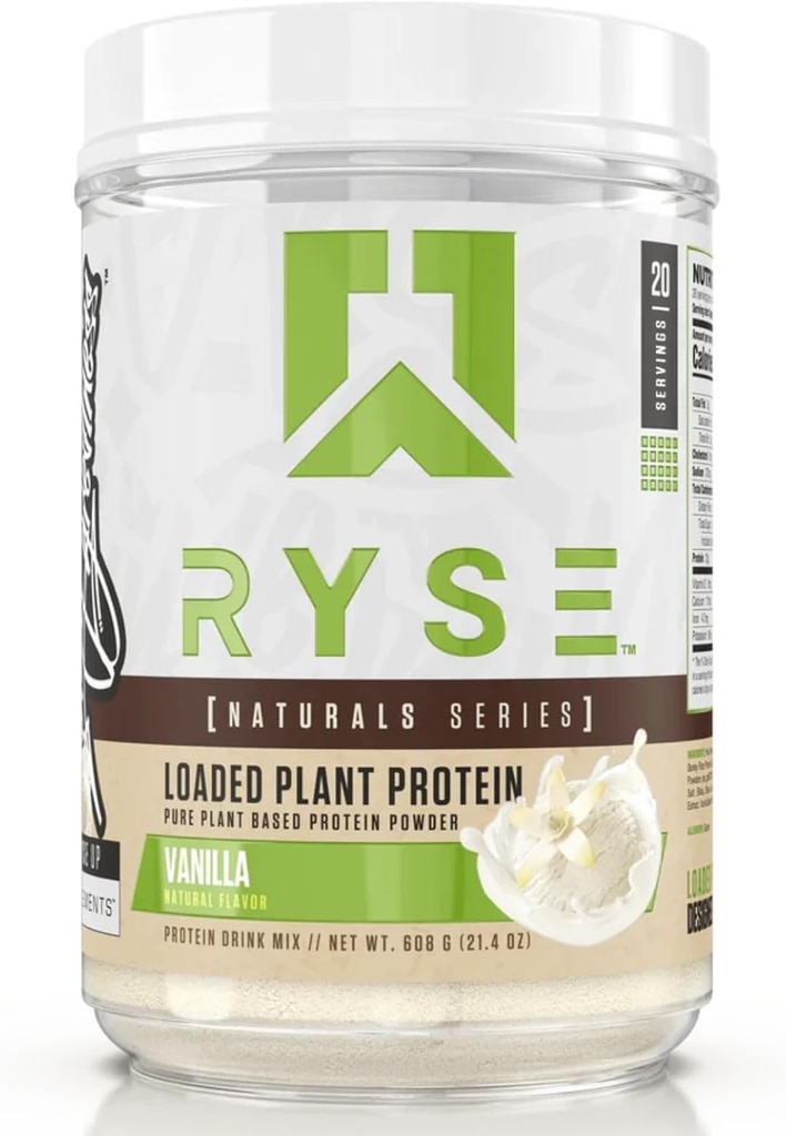 RYSE Loaded Plant Protein - Vanilla - 20g of Natural Vegan Plant-Based Protein Powder from Pea, Chickpea & Barley Rice - No Artificial Colors, Flavors or Sweeteners - 20 Servings
