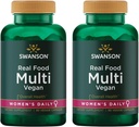 Real Food Multi Women 's Multivitamin Multimineral Women' s Health Urinary Tract Stress Response Bone Hir Skin Nails Support Vegan Gluten- Free Non- GMO 90 Veggie Capsules Veg Caps (2 Pack)