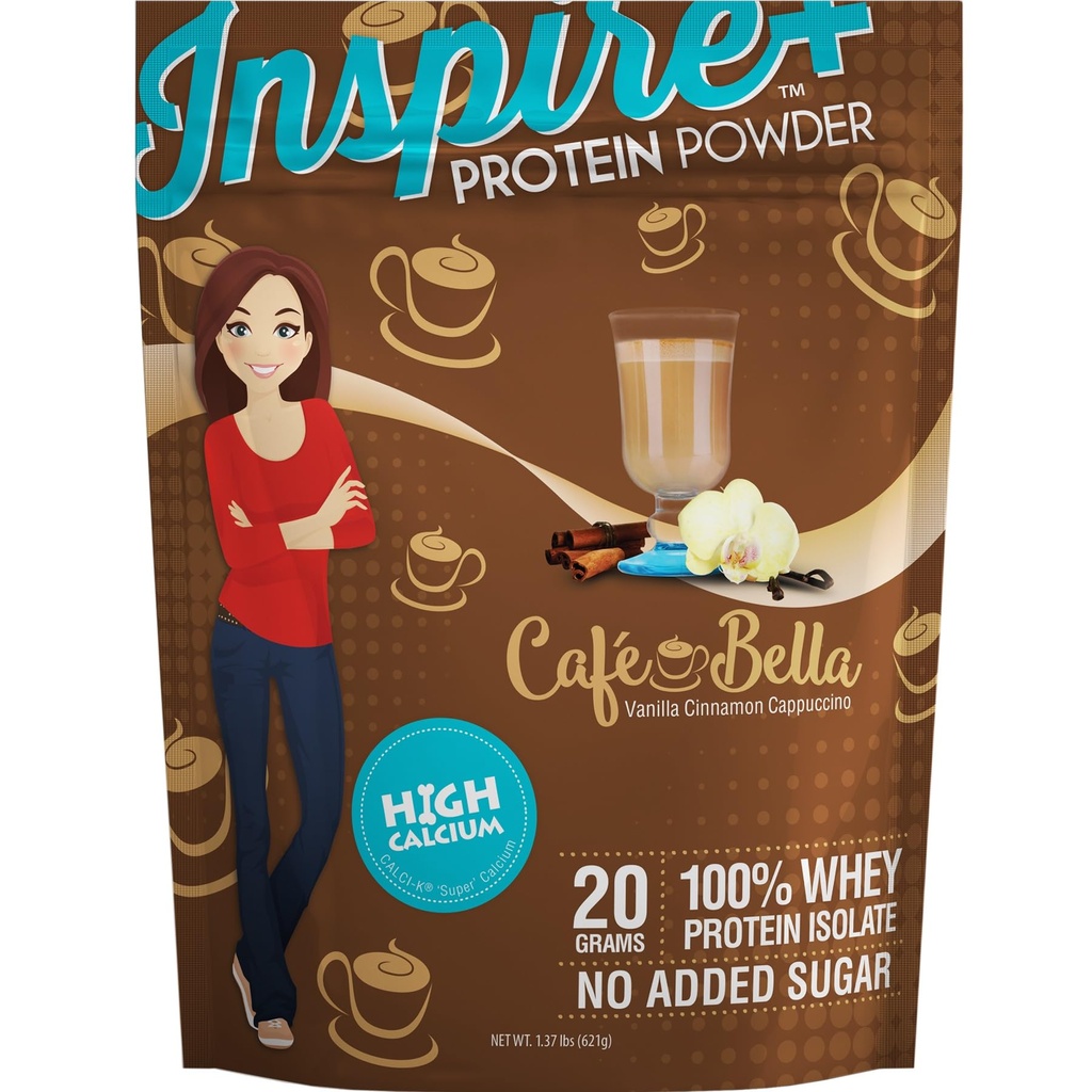 Bariatric Eating Inspire Cafe Bella Vanilla Cappuccino Sugar- Free 20g Whey Protein Isolate Powder (20 Servere)