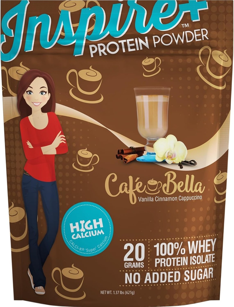 Bariatric Eating Inspire Cafe Bella Vanilla Cappuccino Sugar- Free 20g Whey Protein Isolate Powder (20 Servere)