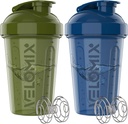 VELOMIX -2 Pack- 20 oz Protein Shaker Flasker til Protein Mixes - 2x Wire Whisk - 124; Læk Bevis Shaker Cups til Protein Shakes og Pre Workout Medic124; Protein Shaker Flaske Pack (grøn / blå)