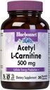 Bluebonnet Nutrition Acetyl L- Carnitin, Transporter Fedtsyrer, Øger cellulær energi, Soja & Gluten- fri, Kosher Certified, Vegan, 30 Vegetabilske kapsler, Hvid, 500mg