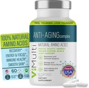 Anti- Aging Natural Aminosyrer Supplement for kvinder & mænd - Understøtter immunforsvar, energi, Smoother Skin Tone, & genoprettende søvn, Anti- Aging Supplement piller for lang levetid, 60 kapsler