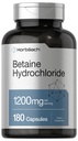 Horbäach Betaine HCl 1200mg | 180 Capsules | Betaine Hydrochloride Supplement | Non-GMO, Gluten Free