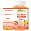 SHIFAA NUTRITION Vegan Vitamin C Gummies ttesmå 124; 90 Gummies, 250mg 45 Servings ekskl. GMO 124; Gluten- fri Gelatinfri Gummies & Seasonal Support til børn & voksne Halalvitaminer