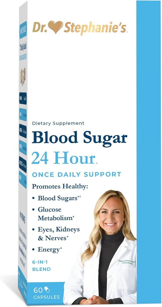 Blood Sugar 24 Hour - 6 i 1 Formel med kanel, Banaba, Chrom, Mælk tidsel, & Mere - En gang dagligt supplement