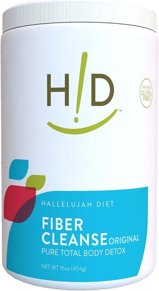 Hallelujah Diet - Fiber Cleanse Powder, Pure Poweded Detox supplement til kosttilskud, fordøjelsesbalance, & Gut Health, Unflavored, 16 -ounces