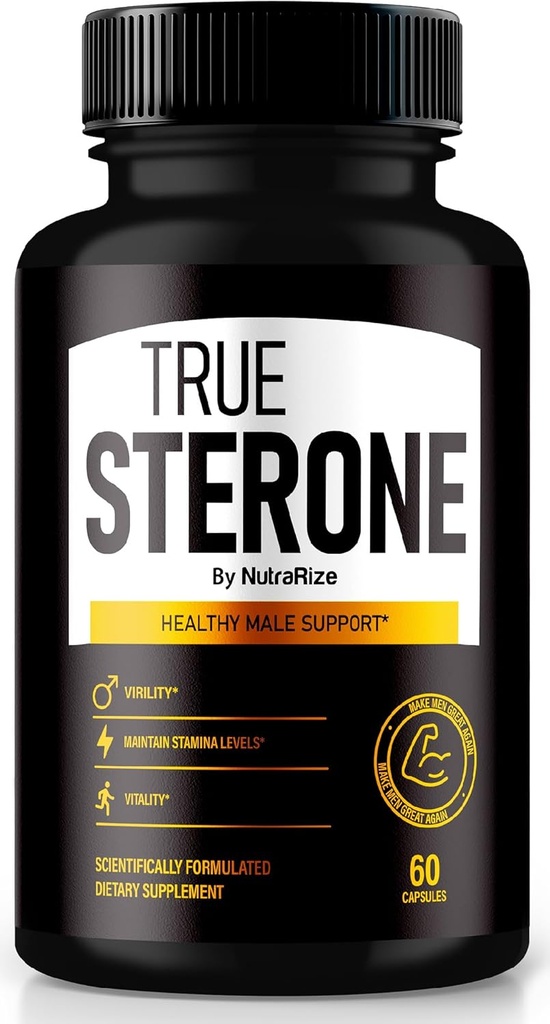 NutraRize True Sterone for mænd - All- Natural Daily Formel Lavet til at understøtte energi, tillid og balanceret sundhed. Føl dit bedste med blot 2 Easy- to- synke piller en dag (60 kapsler)