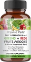 Organic Veda Super Green Reds Veggies Capsules - 8 i 1 Daily 30 Hele Organic Superfoods Frugt & Grøntsager Supplement - Papaya Enzymes, Spirulina, Chlorella, Moringa, Beet, Gurkemeje - 120 Vegan