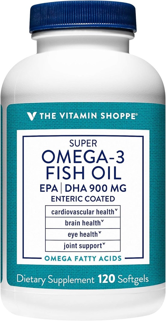 Den Vitamin Shoppe Omega 3 Fish Oil 1290mg, EPA 735mg & DHA 165mg, Renhed Assured, Molekulært Destilleret til at støtte hjerte-kar, fælles og hjerne sundhed (120 Softgels)