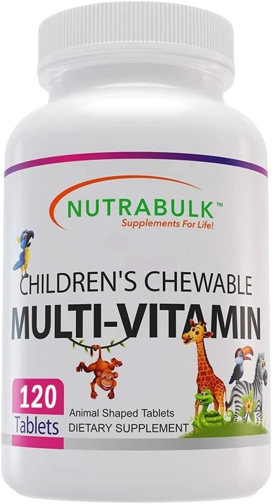 Børne 's Chewable Multi- Vitaminer - Fremme Kids' samlede udvikling - USA- Made, Kan hjælpe til at understøtte immunforsvar, ben, hjerne & samlet godt Being- Vegan & Gluten Free - 120 Cherry Tablets