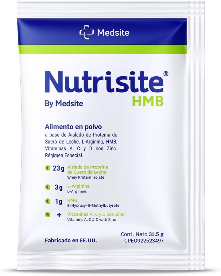 Nutrisit HMB - Special Medical Purpose Food, Single Pack - Modular Pulvered Formel baseret på Whey Protein Isolate, L- Arginin, HMB, Vitamin A, C, D og Zink - Mix med Orange Juice (1.11 Oz)