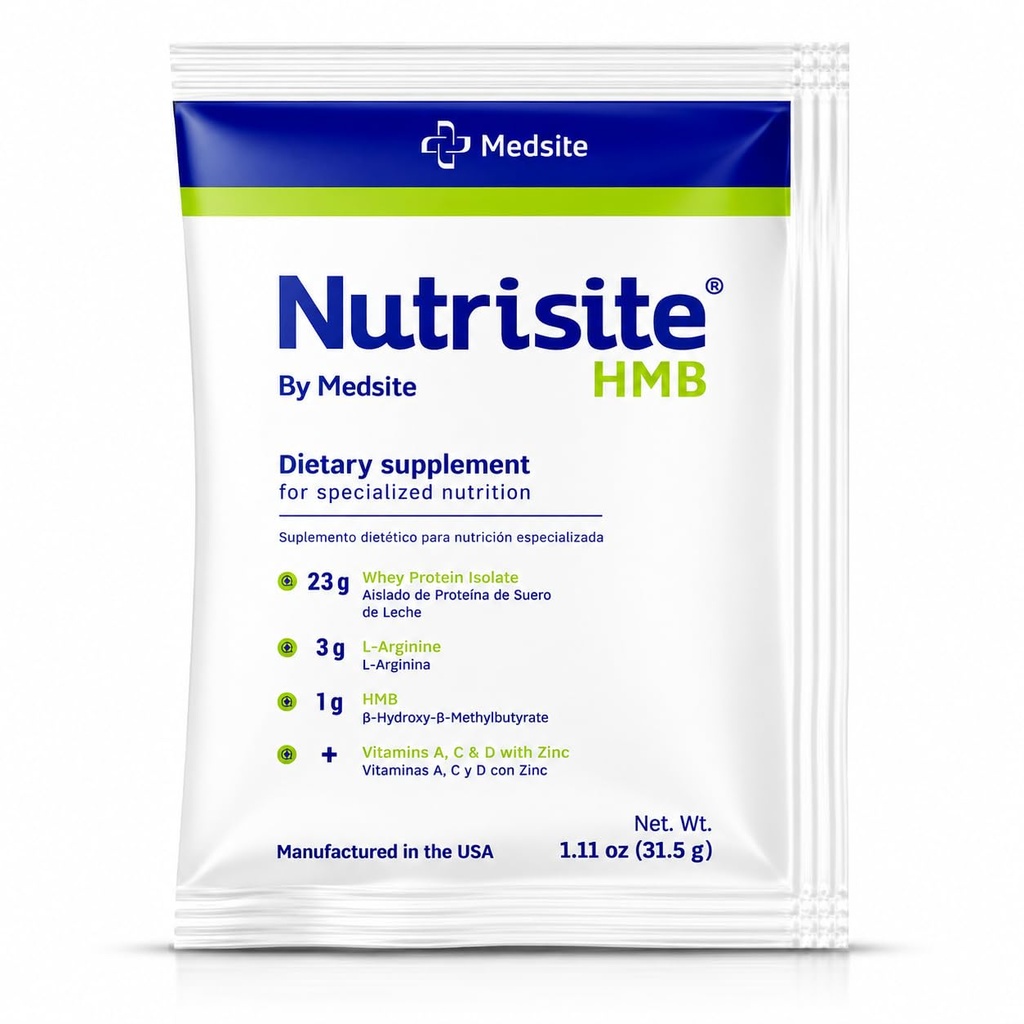 Nutrisit HMB - Special Medical Purpose Food, Single Pack - Modular Pulvered Formel baseret på Whey Protein Isolate, L- Arginin, HMB, Vitamin A, C, D og Zink - Mix med Orange Juice (1.11 Oz)