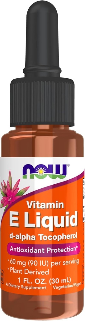 Now Foods Supplements, Natural Vitamin E Liquid (D- Alpha Tocopherol), Antioxidant Protection *, 1- Ounce