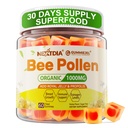 Bee Pollen Organic 1000mg, w / Propolis, Royal Jelly, Sugar Free Bee Pollen Gummies Rich in B- Vitamin, Antioxidanter, Aminosyrer, Bee Pollen Supplement for energi, hud og immunforsvar (1 pakke)