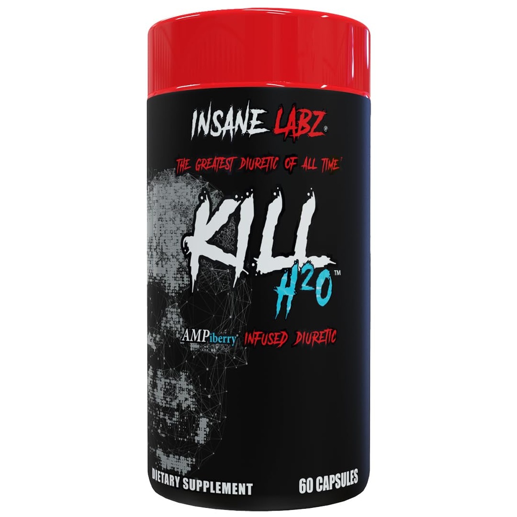 Insane Labz Kill H2O, AMPiberry Infunded Diuretic, Reducer vandretention og Bloating Relief med Mælkebøtte Root og Green Tea Extract, 20 Servere