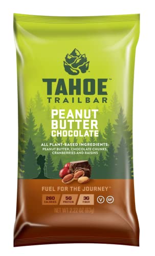 Tahoe Trail Bar, Plant- baseret Natural Energy Bar (2.22 Ounce Protein Bar, 12 Greve) High Protein Non- GMO, Gluten- Free, Vegan Sund Snacks - Peanut Butter Chokolade