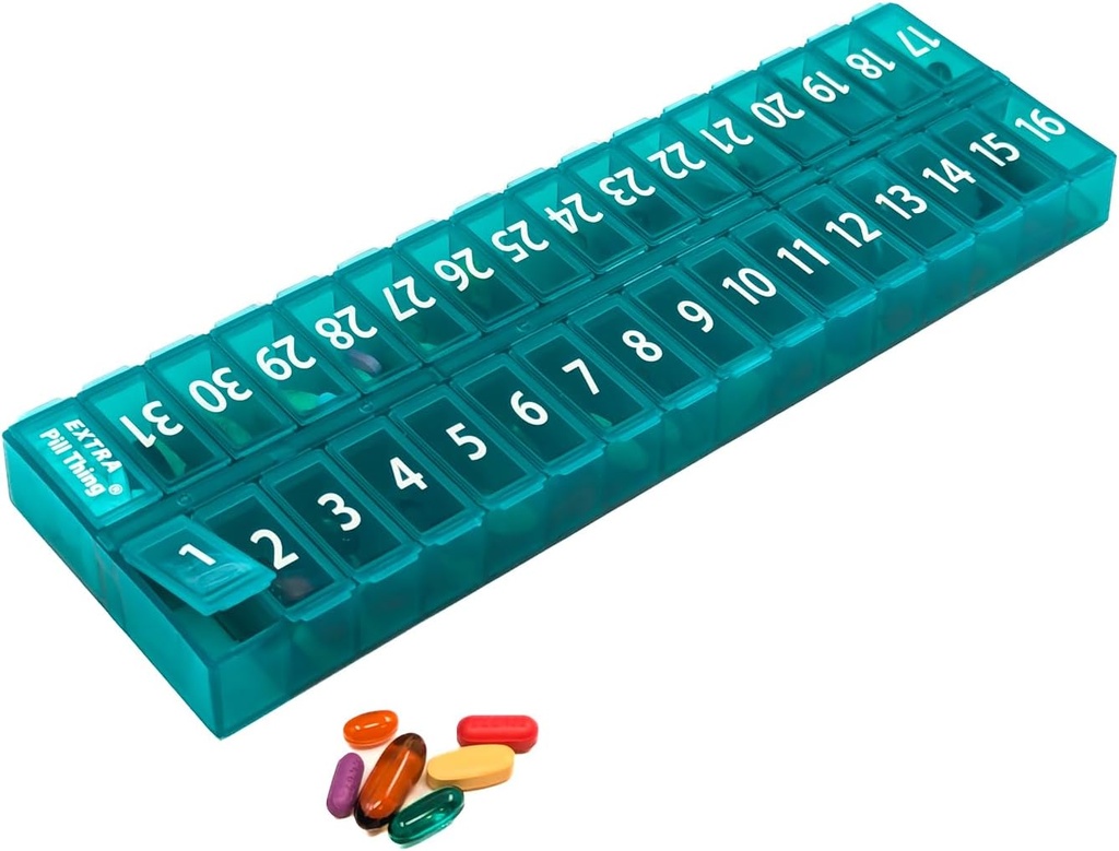 Once- a Day Monthly Pill Organizer Removable Lid for Easy Lading - Stor Segment Pill Box Medicin til hele måneden Plus en Segment for Ekstra Pills BPA Gratis