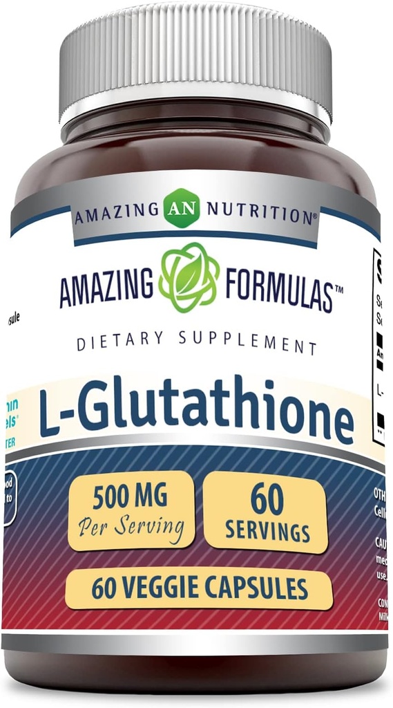 Amazing Formulas Reduceret L- Glutathione Supplement Note 124; 500 Mg Per Serving Note 124; Veggie Kapsler Note 124; Non- GMO Note 124; Gluten Free Note 124; Made in USA (1 Pack Note 124; 60 Tæl)