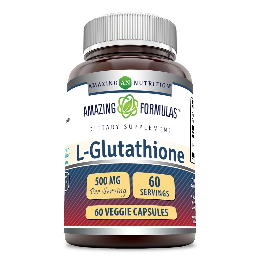 Amazing Formulas Reduceret L- Glutathione Supplement Note 124; 500 Mg Per Serving Note 124; Veggie Kapsler Note 124; Non- GMO Note 124; Gluten Free Note 124; Made in USA (1 Pack Note 124; 60 Tæl)