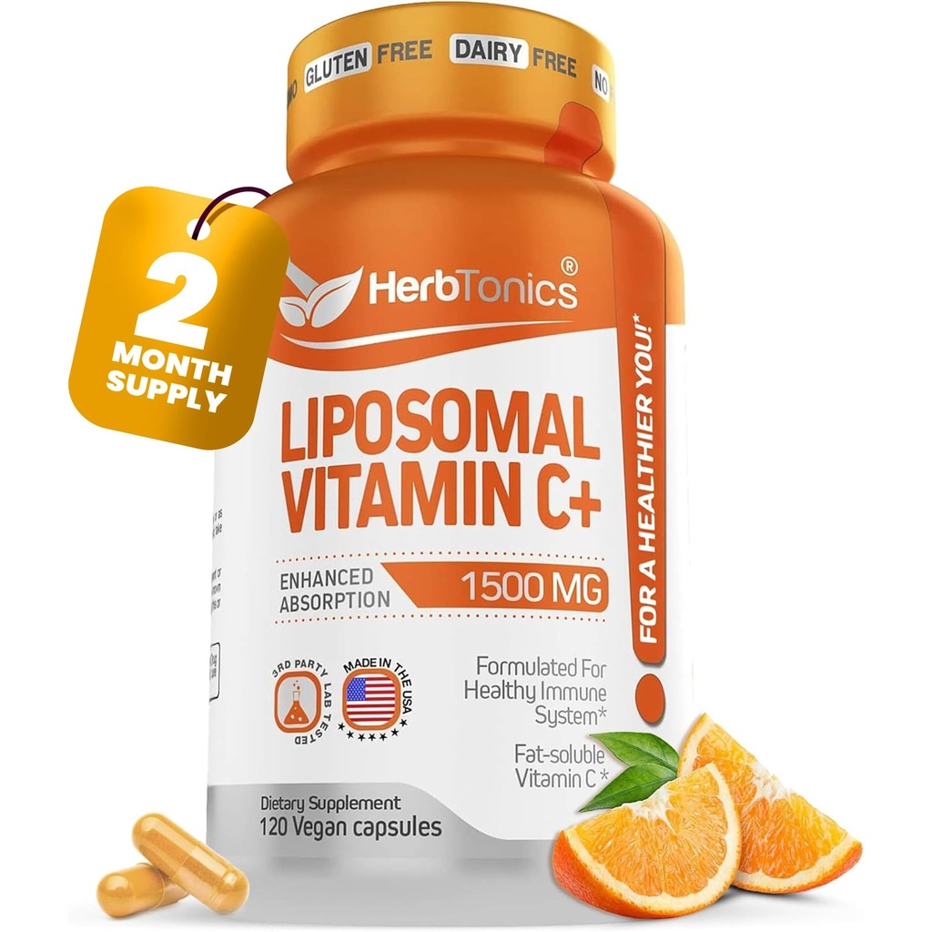 Liposomal C-vitamin Kapsler 1500mg immunsupporttilskud Supplement 124; immunsystemet Sundhed • 124; High Absorption C-vitamin C-124; Indeholder kollagen • 124; 120 Vegan Kapsler Non- GMO