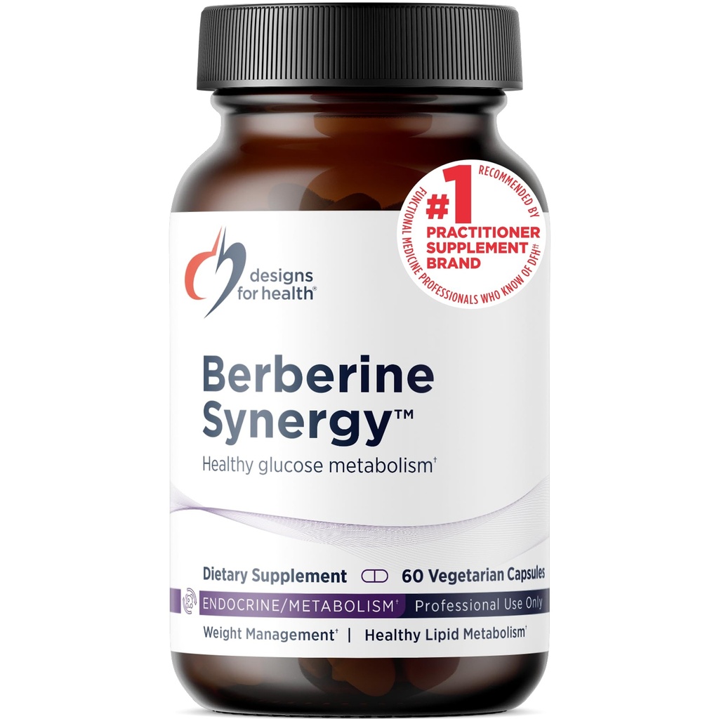 Design for sundhed Berberine Synergy - Berberine HCL 400mg + Alpha Lipoic Acid (ALA) for Metabolisme, Heart Health + Leverstøtte - Vegan, Non- GMO Berberine Supplement (60 kapsler)