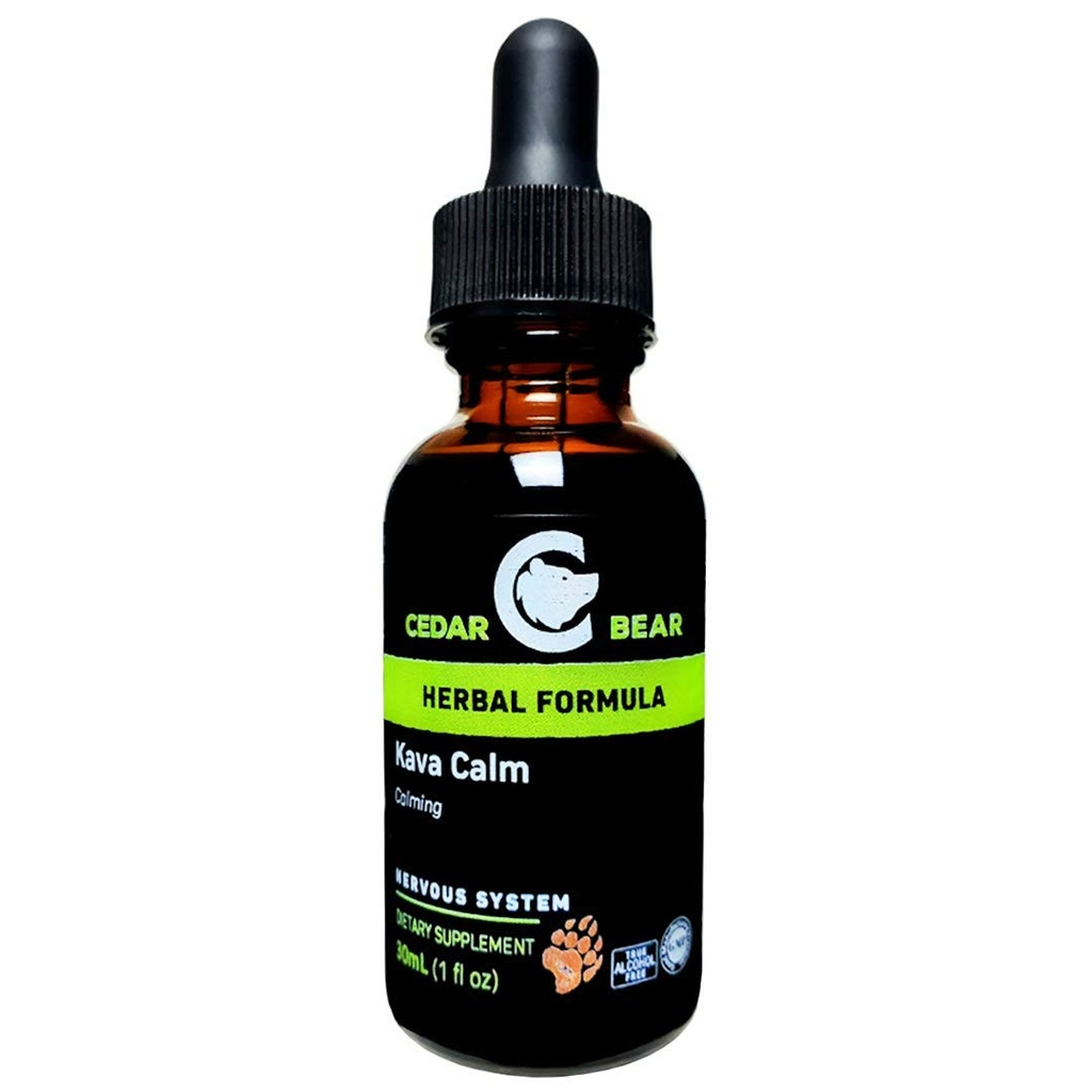 Cedar Bear Kava Calm en flydende herbal supplement, der understøtter de centrale nervesystem og fordøjelsessystemer 1 FL Oz