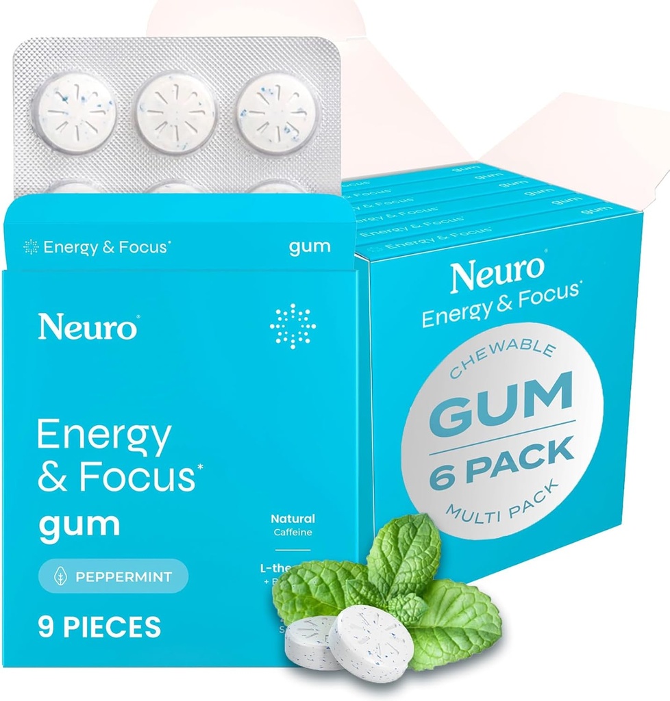 NeuroGum Energy & Focus Gum (54 Count- 6 Pack, pebermynte)