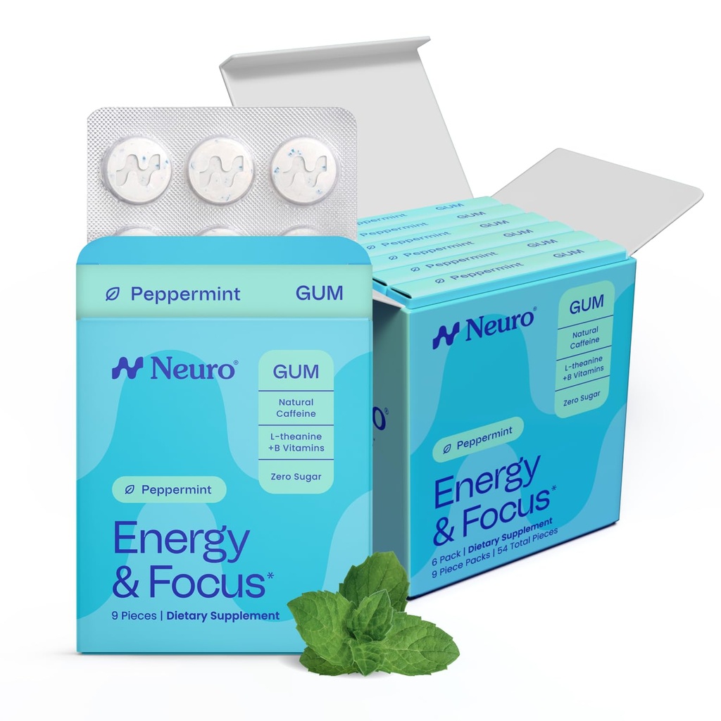 NeuroGum Energy & Focus Gum (54 Count- 6 Pack, pebermynte)