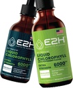 E2H: Flydende Chlorophyll Natural Flavor og pebermynte Flavor 124; Vegan, Non- GMO - 2 Fl Oz Hver (4 Fl Oz i alt) - Bundle