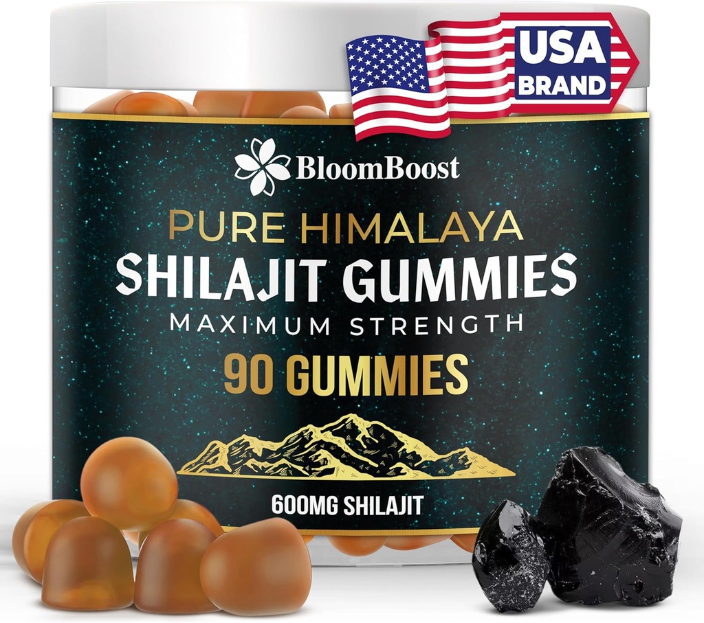 Shilajit Gummies - Sugar- Free Himalayan Organic Supplement: 124; 600mg Shilajit, 90 Gummies for Energy & Wellness